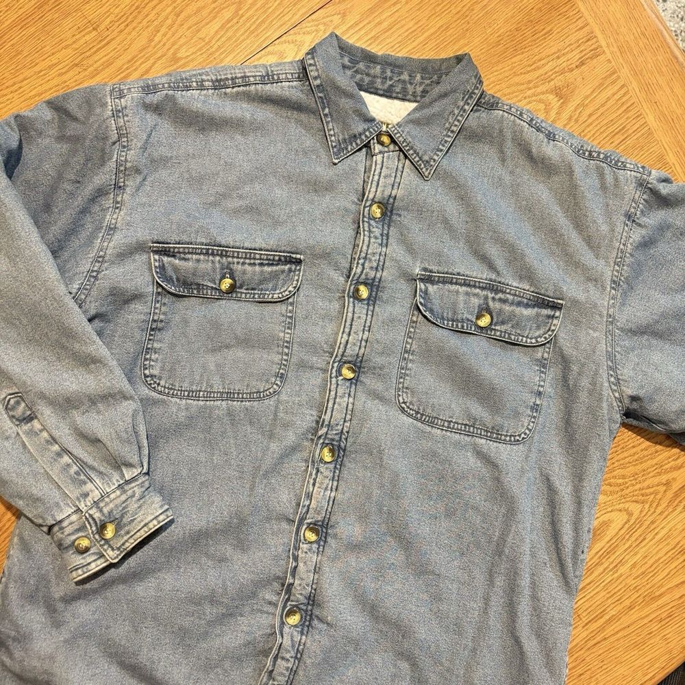 Vintage 90s Cactus Clothing Company Sherpa Fleece Lined Denim Jean Jacket Men XL
